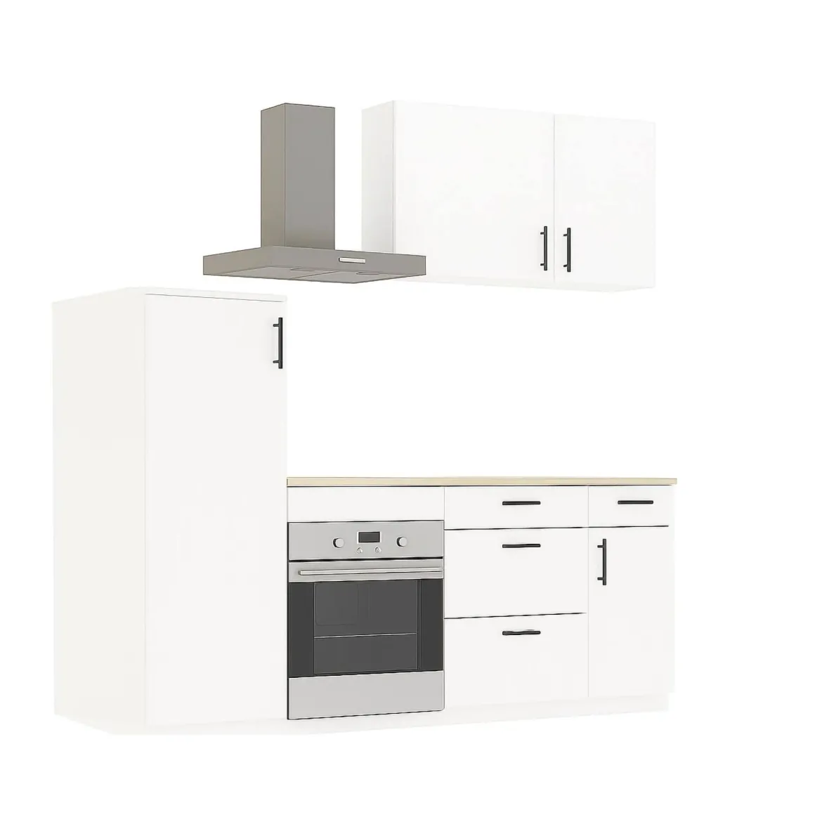 Cucina Bianco Marrone Rovere 4 Cassetti 5 Ripiani, Apertura Battente, Scorrevole - Althenis