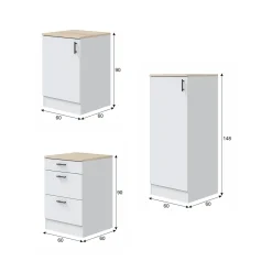 Cucina Bianco Marrone Rovere 4 Cassetti 5 Ripiani, Apertura Battente, Scorrevole - Althenis