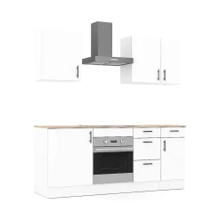 Cucina Bianco Marrone Rovere 4 Cassetti Modulabile, 7 Ripiani - Silphora