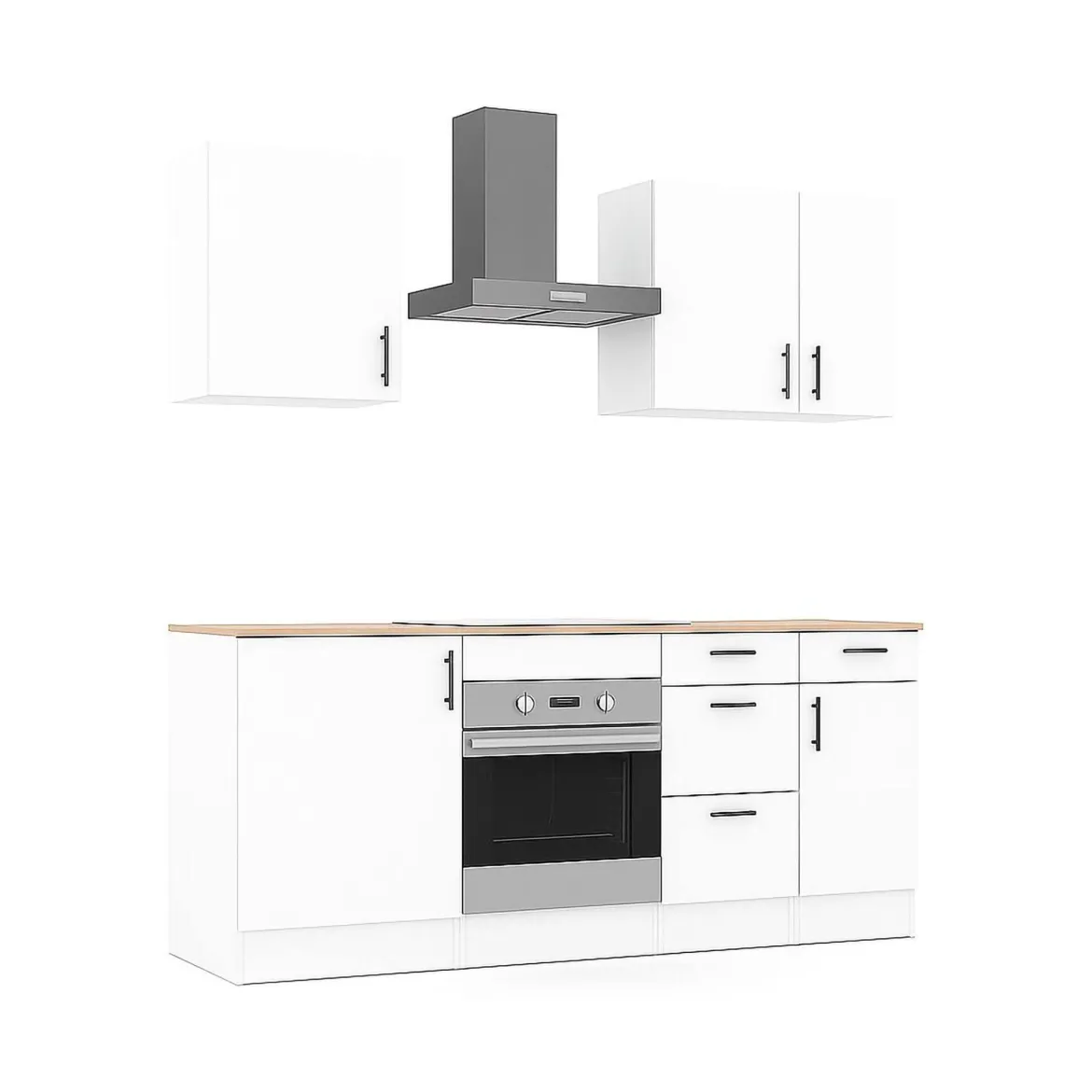 Cucina Bianco Marrone Rovere 4 Cassetti Modulabile, 7 Ripiani - Silphora