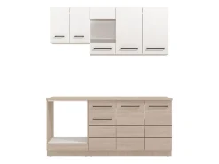 Cucina Bianco Marrone Rovere un Cassetto 3 Ripiani, 8 Ante - Solarolo