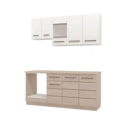Cucina Bianco Marrone Rovere un Cassetto 3 Ripiani, 8 Ante - Solarolo