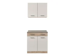 Cucina Bianco Marrone Rovere un Cassetto 3 Ripiani, Apertura Battente, Scorrevole - Garessio