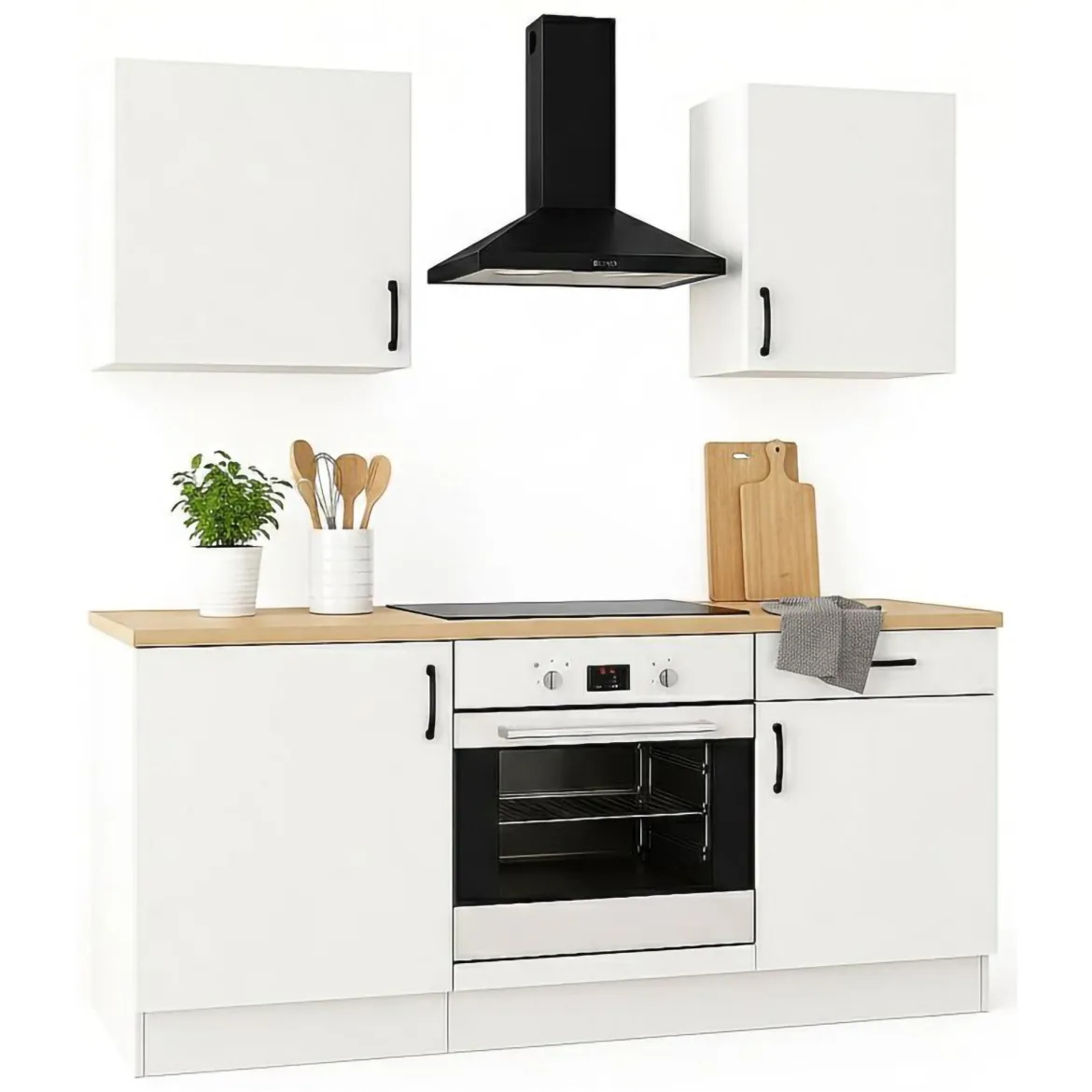 Cucina Bianco Marrone Rovere un Cassetto 7 Ripiani, 8 Ante - Colombo