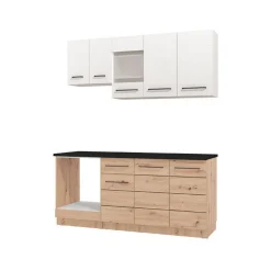 Cucina Bianco Marrone Rovere un Cassetto 7 Ripiani, 8 Ante - Colombo