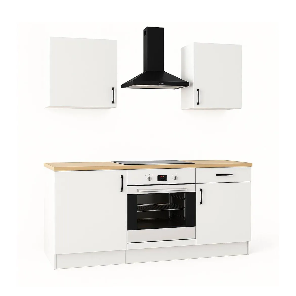 Cucina Bianco Marrone Rovere un Cassetto 7 Ripiani, 8 Ante - Colombo