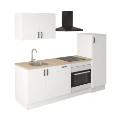 Cucina Bianco Marrone Rovere un Cassetto Modulabile, 6 Ripiani - Telinea