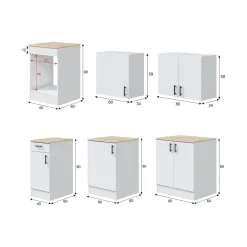Cucina Bianco Marrone Rovere un Cassetto 7 Ripiani, Apertura Battente, Scorrevole - Velvenia
