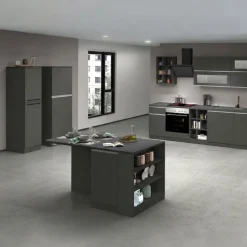 Cucina Grigio Ardesia Grigio Ardesia 3 Cassetti 31 Ripiani, Modulabile Made in Italy - Arlo