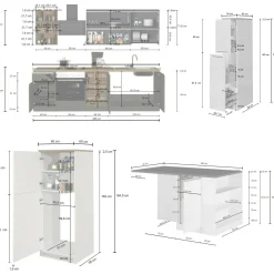 Cucina Grigio Ardesia Grigio Ardesia 3 Cassetti 31 Ripiani, Modulabile Made in Italy - Arlo