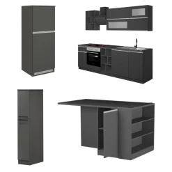 Cucina Grigio Ardesia Grigio Ardesia 3 Cassetti 31 Ripiani, Modulabile Made in Italy - Arlo