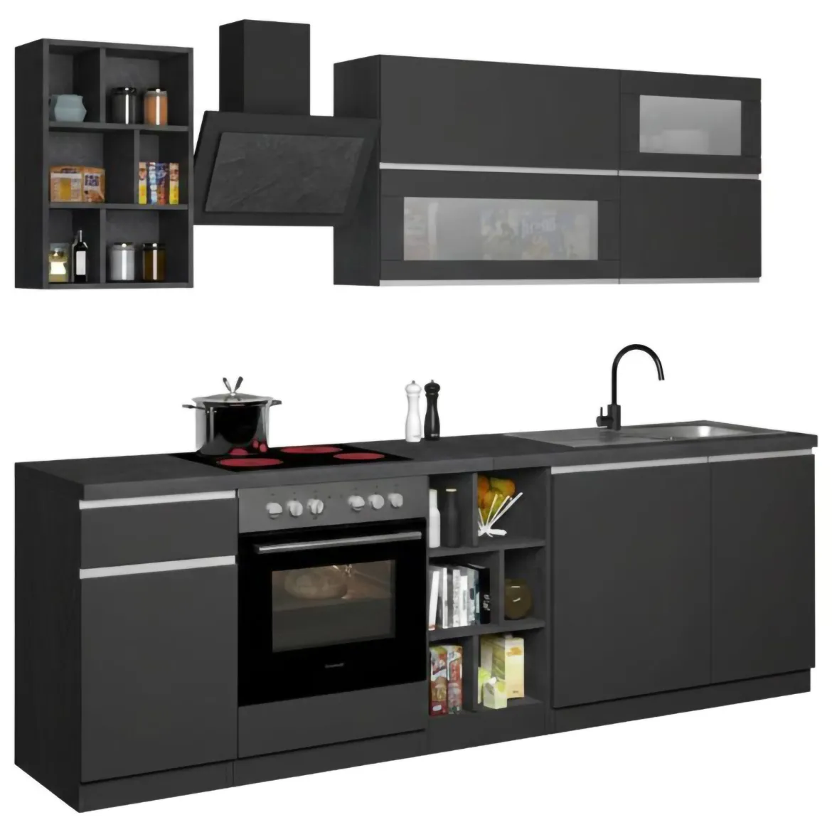 Cucina Grigio Ardesia Grigio Ardesia un Cassetto 19 Ripiani, 7 Ante Made in Italy - Attimis