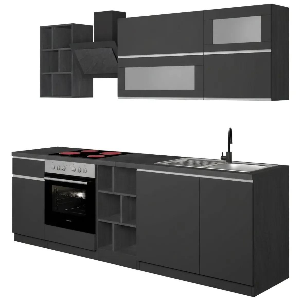 Cucina Grigio Ardesia Grigio Ardesia un Cassetto 19 Ripiani, 7 Ante Made in Italy - Attimis