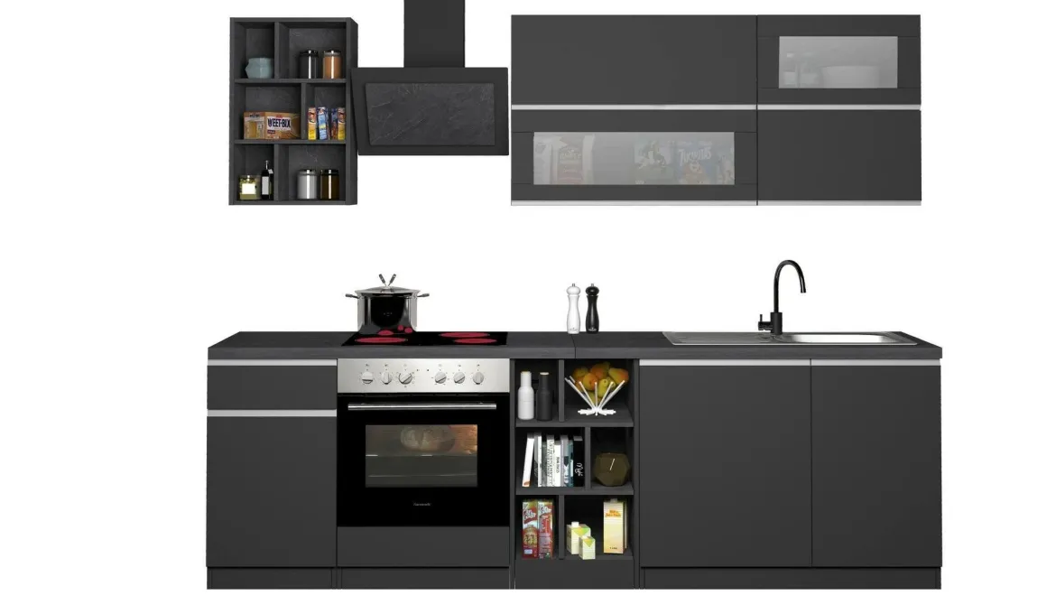 Cucina Grigio Ardesia Grigio Ardesia un Cassetto 19 Ripiani, 7 Ante Made in Italy - Attimis