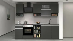 Cucina Grigio Ardesia Grigio Ardesia un Cassetto 19 Ripiani, Modulabile Made in Italy - Attiko