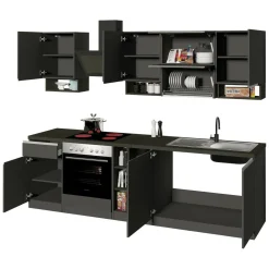 Cucina Grigio Ardesia Grigio Ardesia un Cassetto 19 Ripiani, Modulabile Made in Italy - Attiko