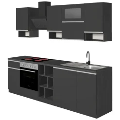 Cucina Grigio Ardesia Grigio Ardesia un Cassetto 19 Ripiani, Modulabile Made in Italy - Attiko