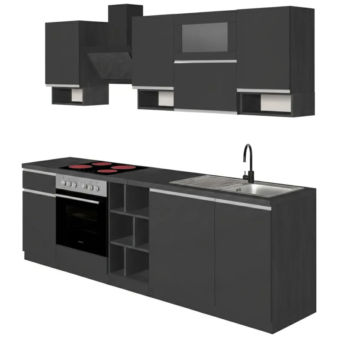 Cucina Grigio Ardesia Grigio Ardesia un Cassetto 19 Ripiani, Modulabile Made in Italy - Attiko