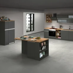 Cucina Grigio Ardesia Marrone Rovere 3 Cassetti 31 Ripiani, Modulabile Made in Italy - Appiah