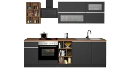 Cucina Grigio Ardesia Marrone Rovere un Cassetto 19 Ripiani, 7 Ante Made in Italy - Attimis