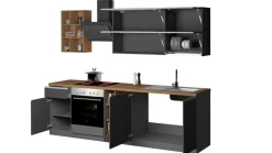 Cucina Grigio Ardesia Marrone Rovere un Cassetto 19 Ripiani, 7 Ante Made in Italy - Attimis