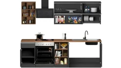 Cucina Grigio Ardesia Marrone Rovere un Cassetto 19 Ripiani, 7 Ante Made in Italy - Attimis