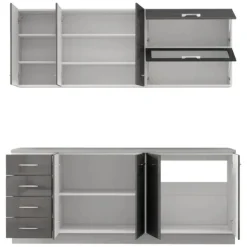 Cucina Grigio Scuro Grigio Chiaro 6 Ripiani 4 Cassetti, Modulabile - Riquew