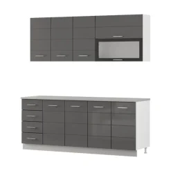 Cucina Grigio Scuro Grigio Chiaro 6 Ripiani 4 Cassetti, Modulabile - Riquew
