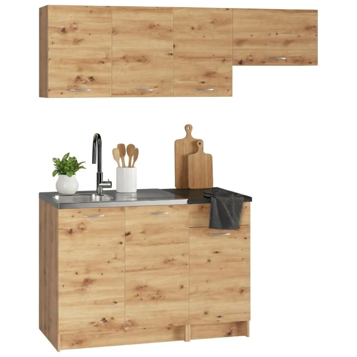 Cucina Marrone Rovere Nodi Modulabile un Cassetto, un Ripiano - Sora