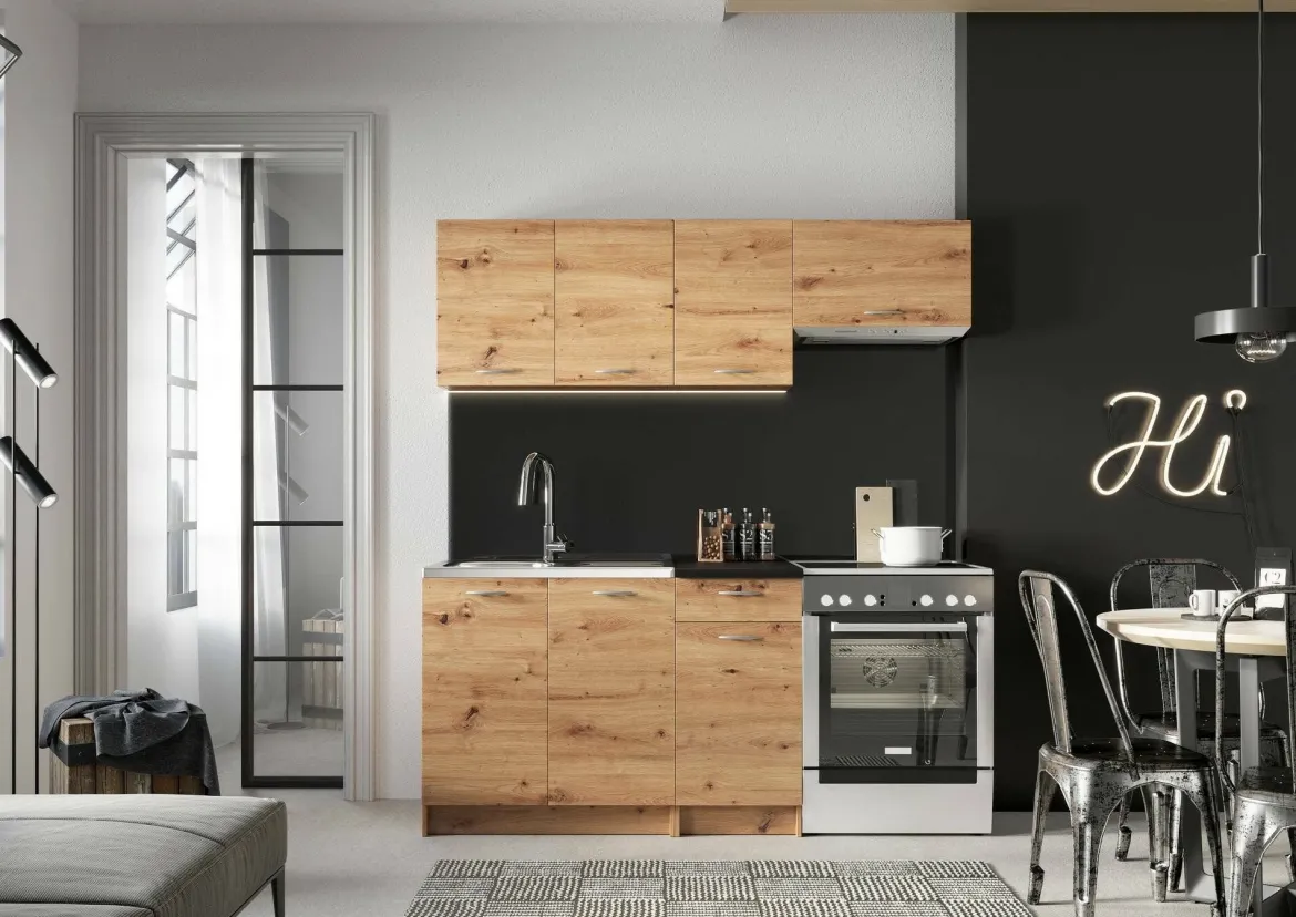 Cucina Marrone Rovere Nodi Modulabile un Cassetto, un Ripiano - Sora