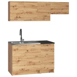 Cucina Marrone Rovere Nodi Modulabile un Cassetto, un Ripiano - Sora