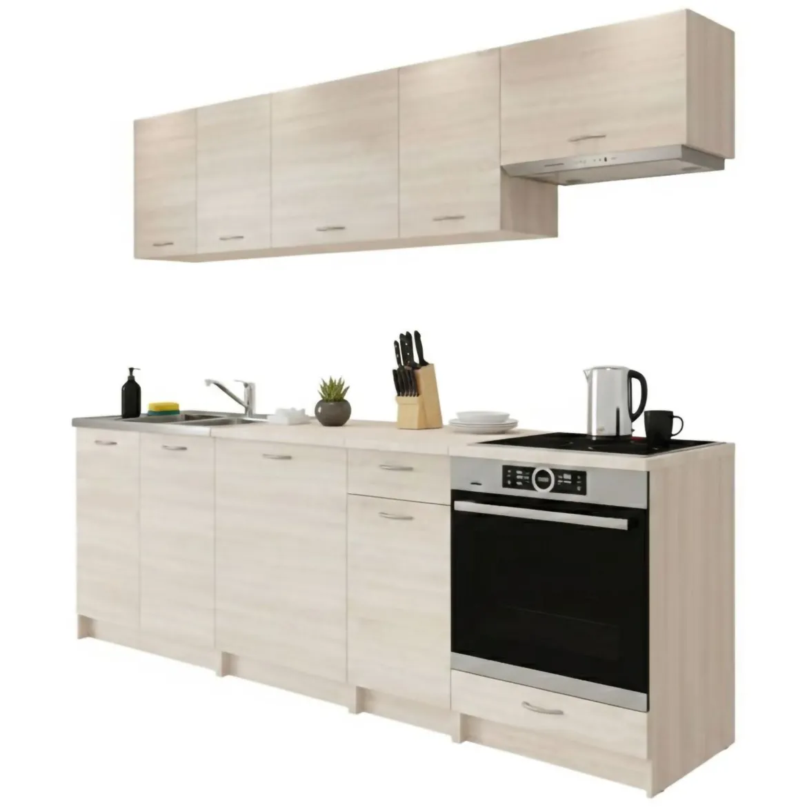 Cucina Marrone Rovere un Ripiano Modulabile, un Cassetto - Camerino