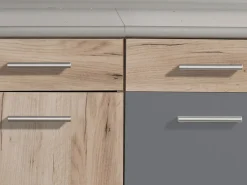 Cucina Nero Antracite Marrone Rovere 2 Cassetti 5 Ripiani, 10 Ante - Bornago