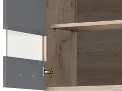 Cucina Nero Antracite Marrone Rovere 2 Ripiani Fori Piano Cottura e Lavello a Carico del Cliente, 3 Vani - Taurano