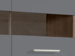 Cucina Nero Antracite Marrone Rovere 2 Ripiani Fori Piano Cottura e Lavello a Carico del Cliente, 3 Vani - Taurano