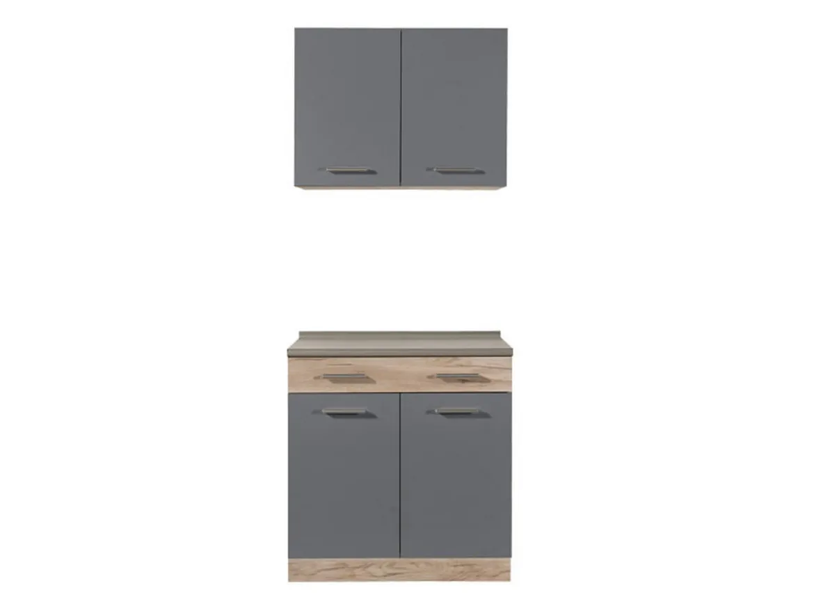 Cucina Nero Antracite Marrone un Cassetto 3 Ripiani, Apertura Battente, Scorrevole - Garessio