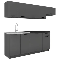 Cucina Nero Antracite Modulabile un Cassetto, un Ripiano - Rostas