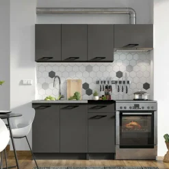 Cucina Nero Antracite un Ripiano Modulabile, un Cassetto - Cormone