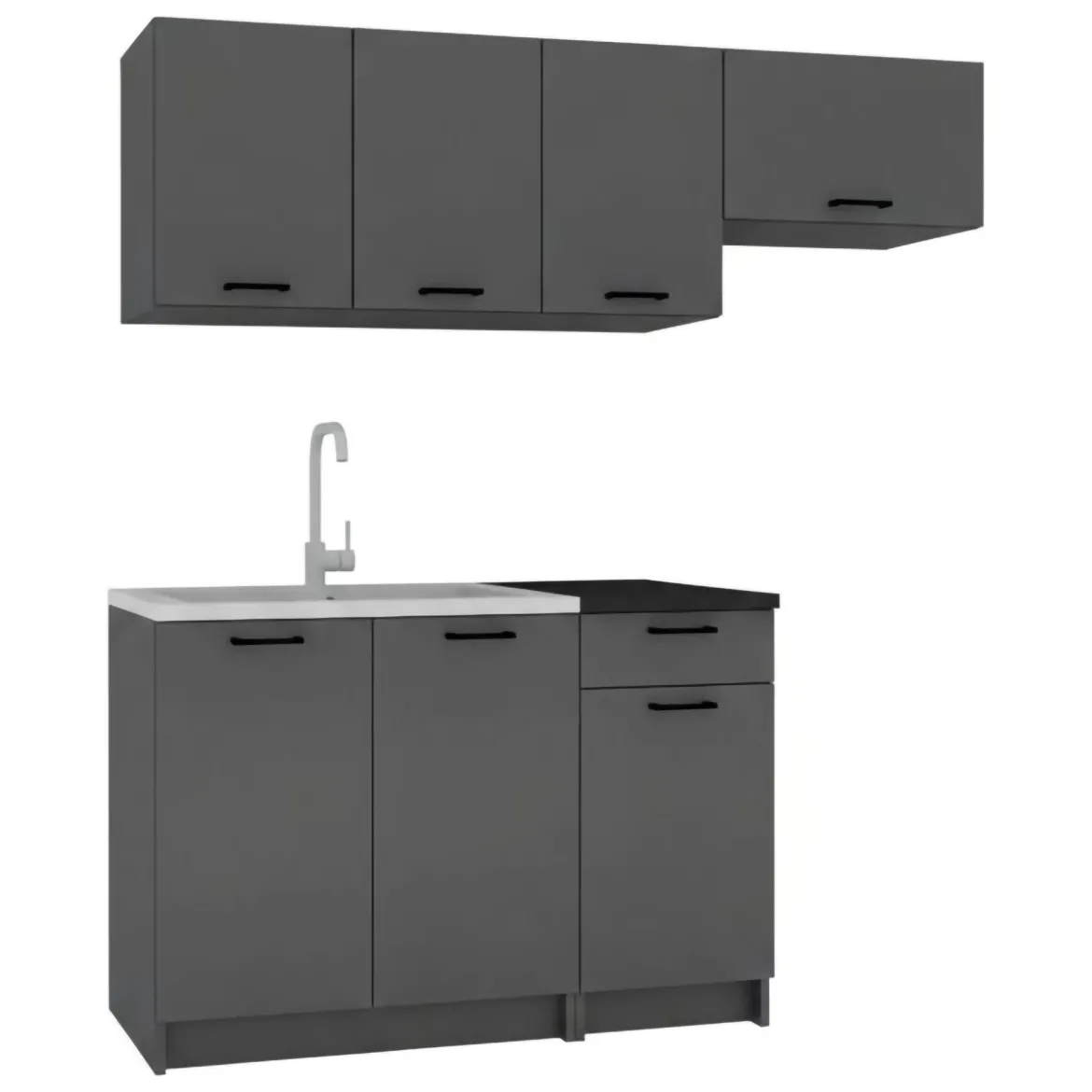 Cucina Nero Antracite un Ripiano Modulabile, un Cassetto - Cormone
