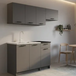 Cucina Nero Antracite un Ripiano Modulabile, un Cassetto - Cormone