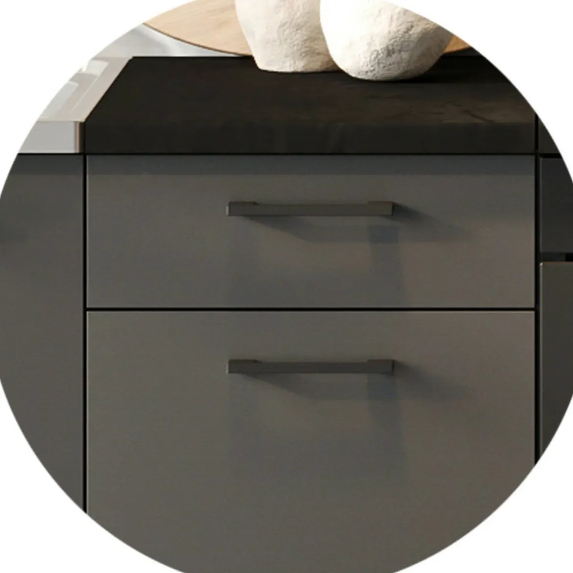 Cucina Nero Antracite un Ripiano Modulabile, un Cassetto - Cormone