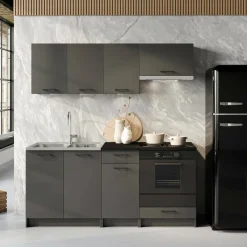 Cucina Nero Antracite un Ripiano Modulabile, un Cassetto - Covor