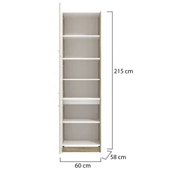 Dispensa da Cucina Beige Marrone Rovere Nodi 5 Ripiani 3 Ante 60x57.5x214.5h cm, 6 Vani - Volvera