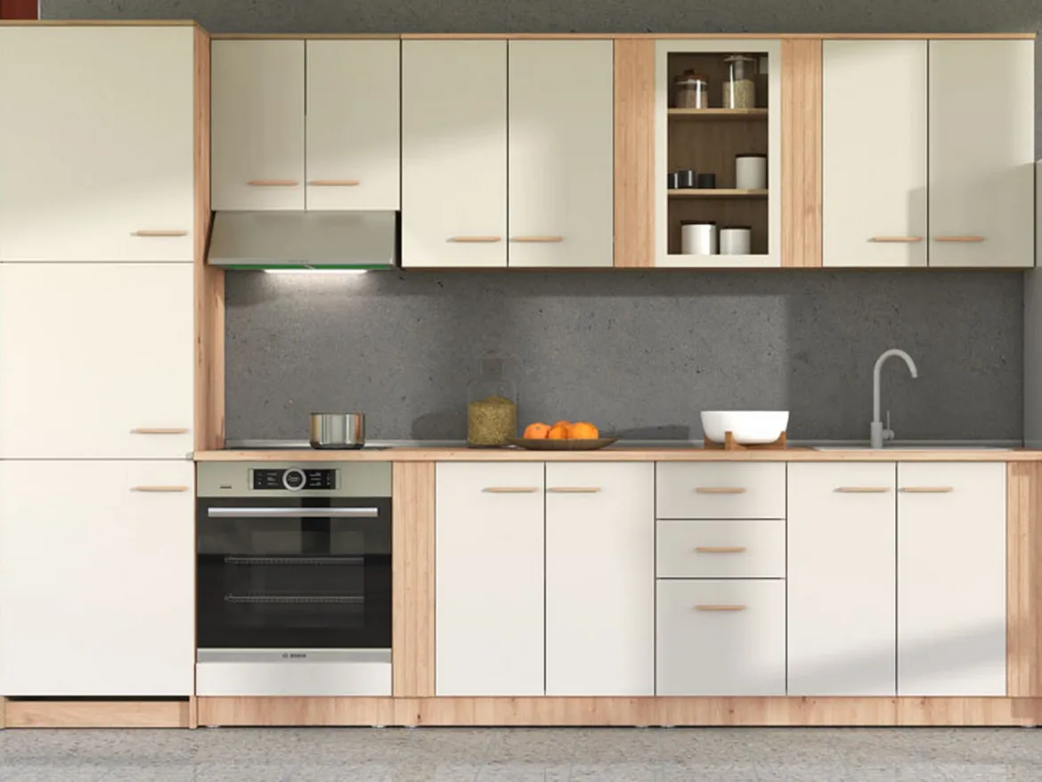 Dispensa da Cucina Beige Marrone Rovere Nodi un Cassetto 2 Ripiani 60x56.5x82h cm, un Vano - Saracena