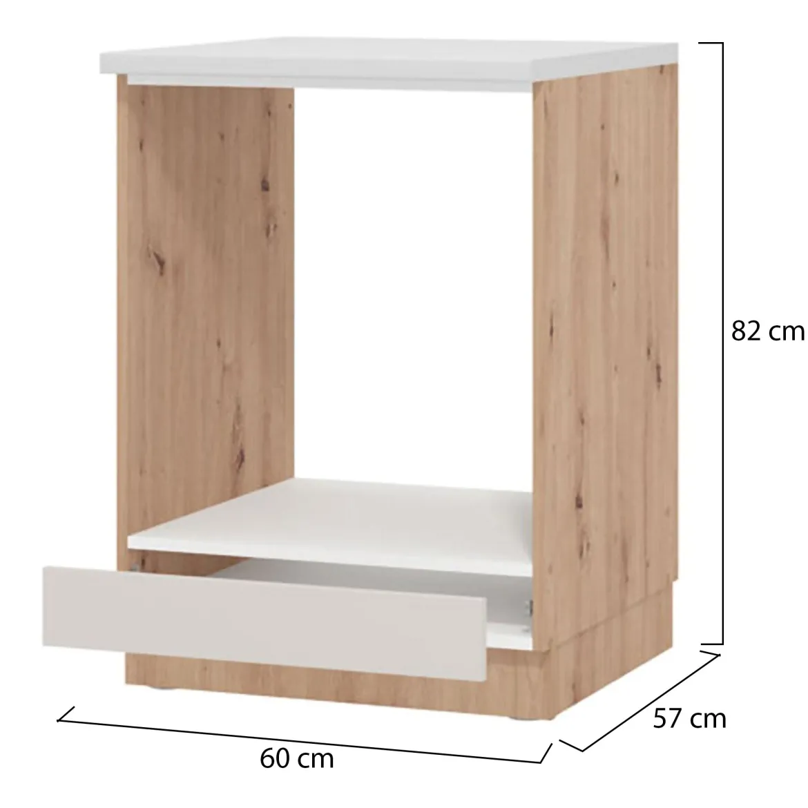 Dispensa da Cucina Beige Marrone Rovere Nodi un Cassetto 2 Ripiani 60x56.5x82h cm, un Vano - Saracena
