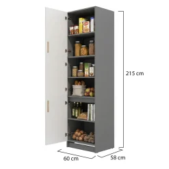 Dispensa da Cucina Bianco Grigio un Cassetto 2 Ripiani 55x60x82h cm, Apertura Scorrevole - Moiolaaa
