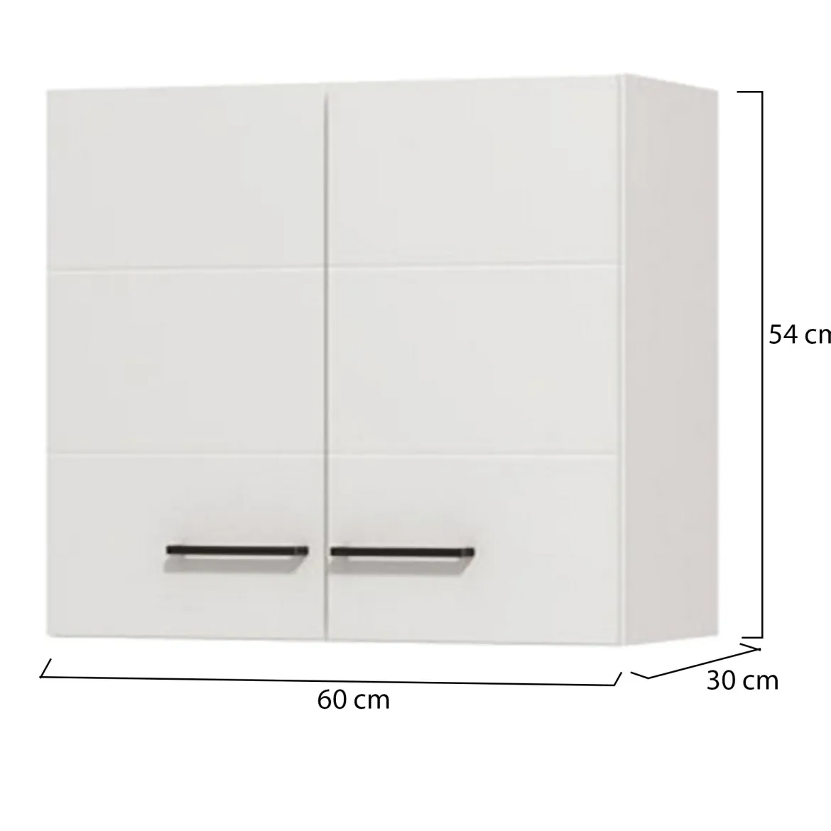 Dispensa da Cucina Bianco Nero un Ripiano 2 Ante 60x30x54h cm, Apertura Battente - Falmenta