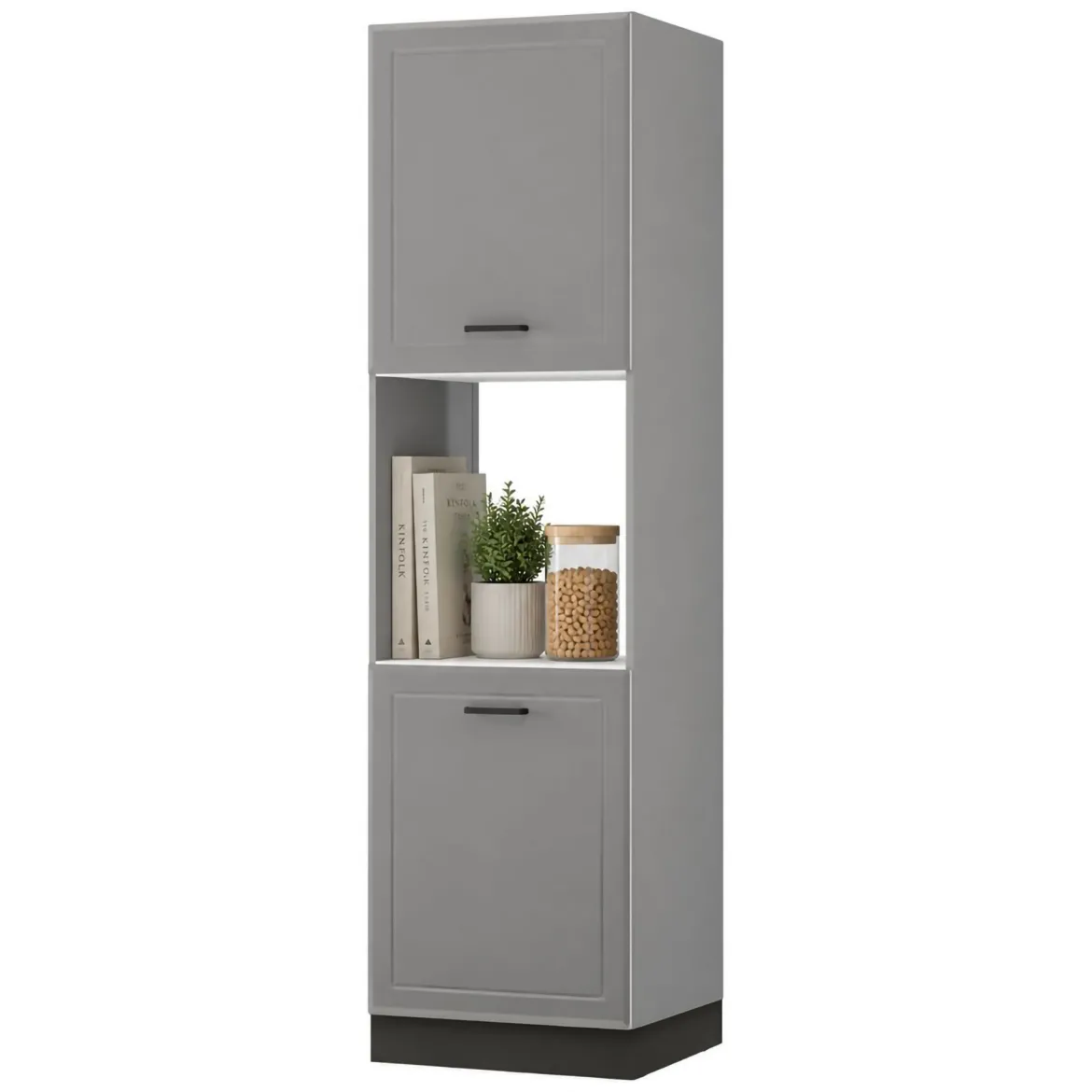 Dispensa da Cucina Grigio Nero 5 Ripiani Apertura Battente 60x58x214h cm, 2 Ante - Mogan
