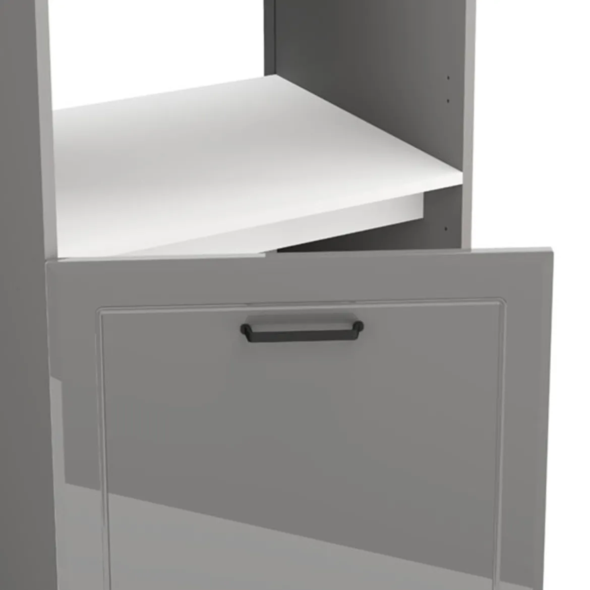 Dispensa da Cucina Grigio Nero 5 Ripiani Apertura Battente 60x58x214h cm, 2 Ante - Mogan
