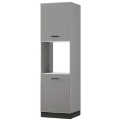 Dispensa da Cucina Grigio Nero 5 Ripiani Apertura Battente 60x58x214h cm, 2 Ante - Mogan